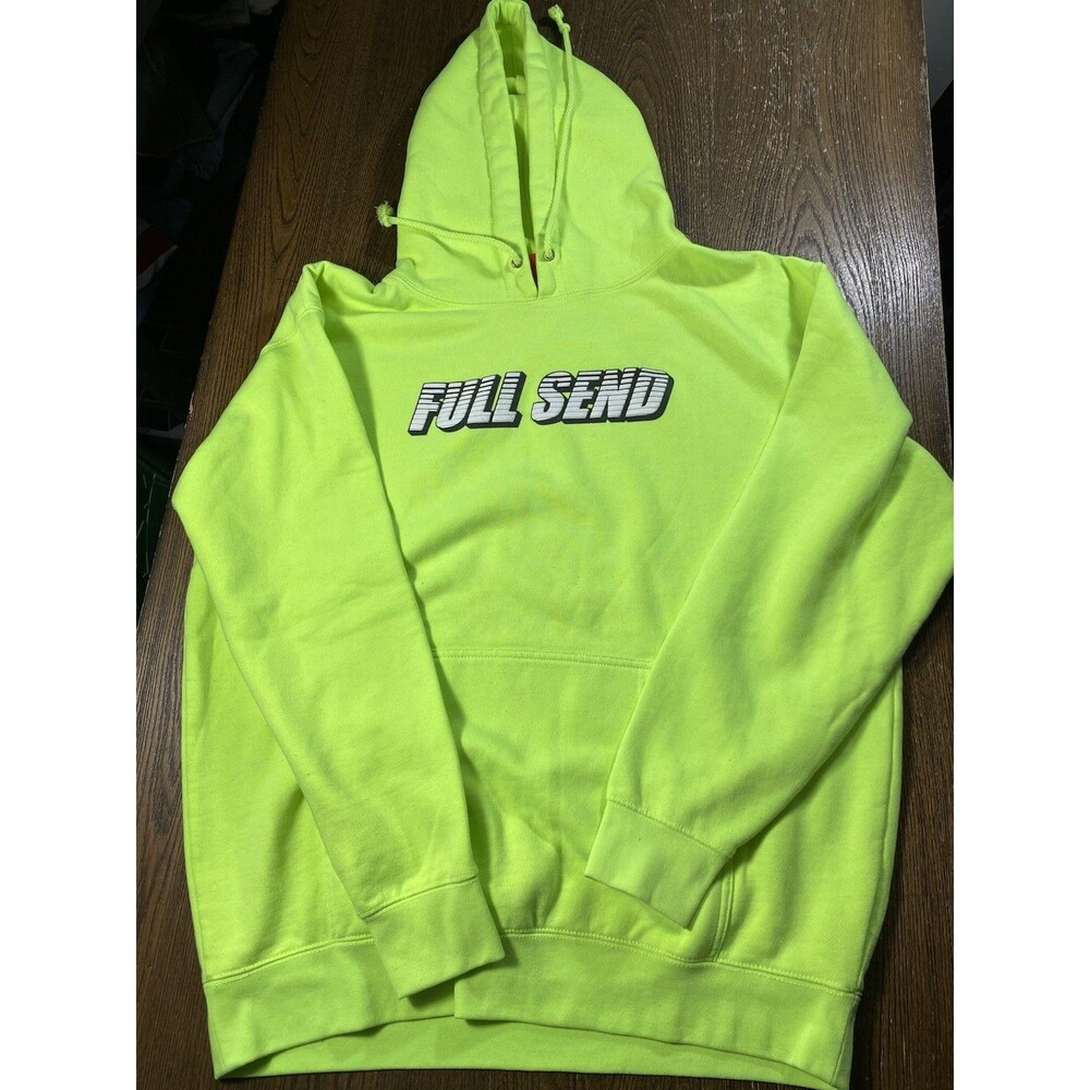 Full Send Hoodie Nelk Boys Neon Green Men Size Large 23.5pit2pit YouTube Podcast